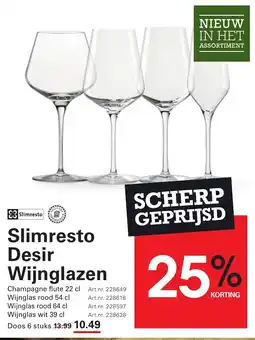 Sligro Slimresto Desir Wijnglazen aanbieding