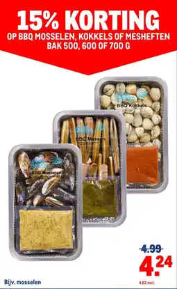 Makro Bbq mosselen, kokkels of mesheften aanbieding