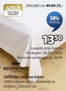 Jysk Kronborg Sandra satijnen laken aanbieding
