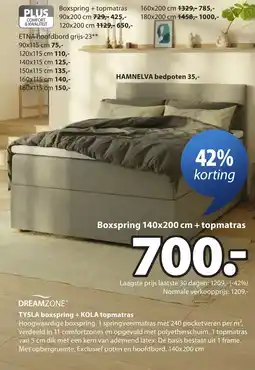 Jysk Dreamzone Tysla Boxspring + Kola Topmatras aanbieding