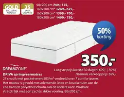 Jysk Dreamzone driva springveermatras aanbieding