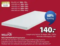 Jysk Wellpur bokselvi topmatras aanbieding