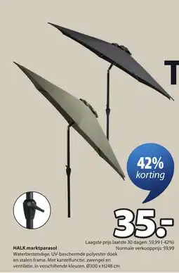 Jysk Halk marktparasol aanbieding