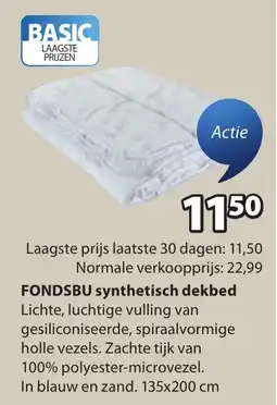 Jysk Fondsbu synthetisch dekbed aanbieding