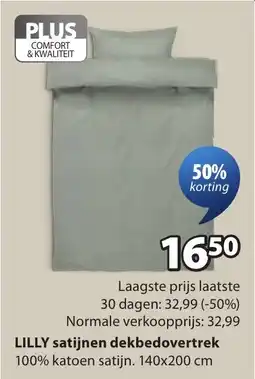 Jysk Lilly satijnen dekbedovertrek aanbieding