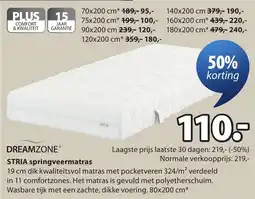 Jysk Dreamzone stria springveermatras aanbieding