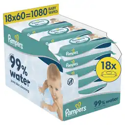 Etos Pampers 99% Water Billendoekjes 18x60 stuks aanbieding