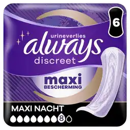 Etos Always Incontinentieverband Discreet Maxi Night 6 stuks aanbieding