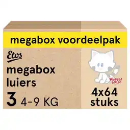 Etos Etos Woezel & Pip Luiers Midi Maat 3 4-9 kg Megabox 4x64 stuks aanbieding