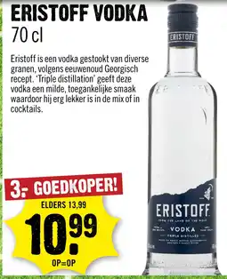Dirck 3 Eristoff Vodka 70 cl aanbieding