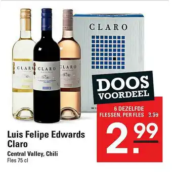 Sligro Luis Felipe Edwards Claro Central Valley, Chili aanbieding