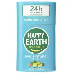 Etos Happy Earth 100% Natuurlijk Cedar Lime Deodorant Stick 40 gram aanbieding