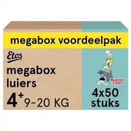 Etos Etos Woezel & Pip Luiers Maxi+ Maat 4+ 9-20 kg Megabox 4x50 stuks aanbieding
