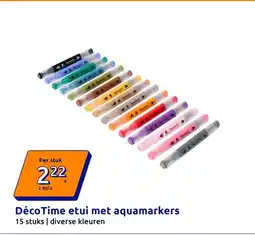 Action DécoTime etui met aquamarkers aanbieding
