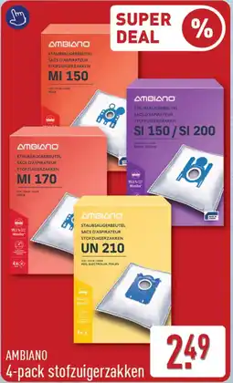 ALDI Ambiano 4-pack stofzuigerzakken aanbieding