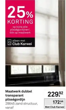 Karwei Maatwerk dubbel transparant plisségordijn aanbieding