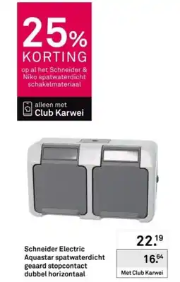 Karwei Schneider electric aquastar spatwaterdicht geaard stopcontact dubbel horizontaal aanbieding
