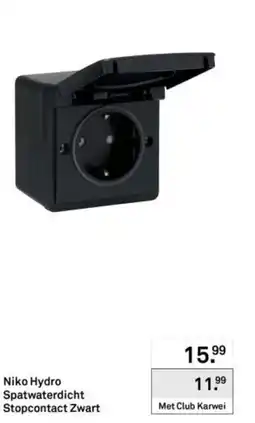 Karwei Niko hydro spatwaterdicht stopcontact zwart aanbieding