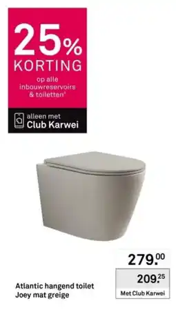 Karwei Atlantic hangend toilet Joey mat greige aanbieding