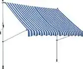Bol.com Luifel zonnescherm - Zonneluifel - Tuin - Zonwering - Blauw+wit - 300 x 150cm aanbieding