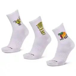 Foot Locker Happy Socks Crew 3 Pack Sokken Unisex - Wit - Maat 36-40 - Katoen aanbieding