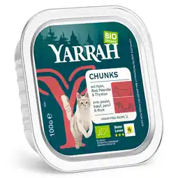 Zooplus 16x100g Yarrah Bio Chunks Bio-kip & Bio-rund met Bio-peterselie & Bio-tijm nat kattenvoer aanbieding