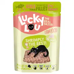 Zooplus 12x70g Lucky Lou Extra Food Tonijn & Garnalen in Gelei nat kattenvoer aanbieding