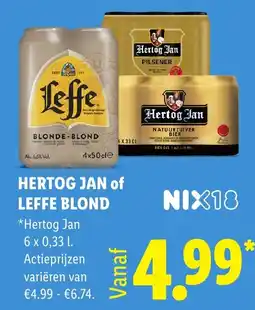 Lidl Hertog Jan of Leffe Blond aanbieding
