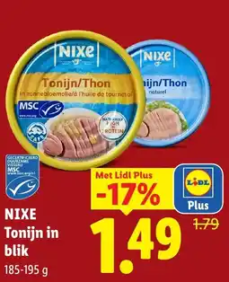 Lidl Nixe Tonijn in blik aanbieding