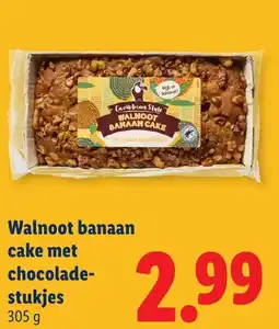 Lidl Walnoot banaan cake met chocolade stukjes aanbieding