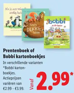 Lidl Prentenboek of Bobbi kartonboekjes aanbieding