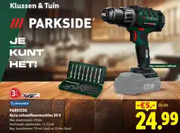 Lidl Parkside Accu-schroefboormachine 20 V aanbieding