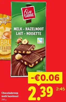 Lidl Chocoladereep melk hazelnoot aanbieding
