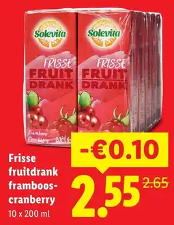 Lidl Frisse fruitdrank framboos-cranberry aanbieding