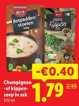 Lidl Champignon of kippensoep in zak aanbieding