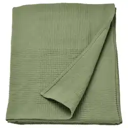 IKEA Gevouwen groene katoenen indira sprei, gerecycled materiaal aanbieding