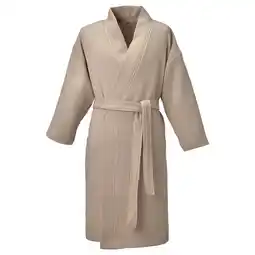 IKEA Lichtbeige badjas, 3/4 mouwen, wafelstructuur, katoen/viscose, verstelbare riem, klassiek ontwerp aanbieding