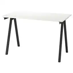 IKEA Trotten bureau, wit blad, zwarte a-poten, compact design aanbieding