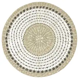 IKEA Pennfisk ronde geweven zegge placemat, beige & zwart, natuurlijk handgeweven ontwerp aanbieding
