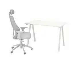 IKEA Wit bureau en ergonomische bureaustoel met mesh rugleuning en verstelbare armleuningen aanbieding