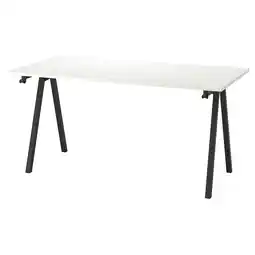 IKEA Een wit trotten bureau met zwarte metalen a-frame poten, met een stevig en modern design aanbieding