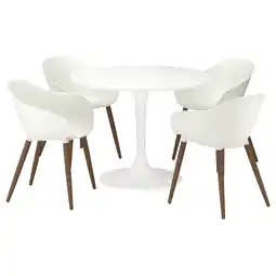 IKEA Docksta / grÖnsta Tafel en 4 armleunstoelen, wit/wit, 103 cm aanbieding