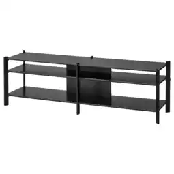 IKEA JÄttesta zwart tv-meubel met strakke bamboe planken en metalen poten, stijlvol en functioneel aanbieding
