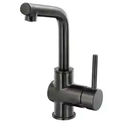 IKEA Zwarte lundskÄr kraan, modern design, cilindrische voet, lange gebogen uitloop, metalen afwerking aanbieding