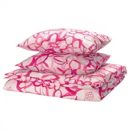 IKEA HÄrlir roze bloemenbedset, 100% gerecycled katoen/lyocell, vierkante vorm, bloemmotief aanbieding