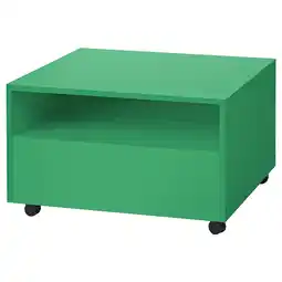 IKEA Groene garnanÄs salontafel op wielen, modern vierkant ontwerp met open plank en massief blad aanbieding
