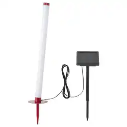 IKEA Solvinden lamp op zonne-energie in rood en wit. Hoog, cilindrisch ontwerp met zonnepaneel op paal aanbieding