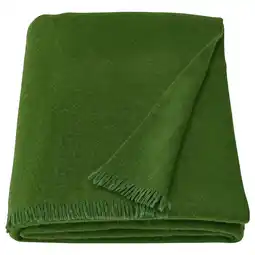 IKEA Groene ikea stockholm 2025 plaid, rechthoekig, zachte wol/merinomix, franjeranden aanbieding