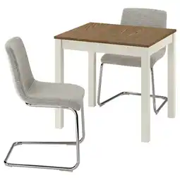 IKEA Ålhult / lustebo Tafel met 2 stoelen, beige/bruin/viarp-beige/bruin, 80x74 cm aanbieding