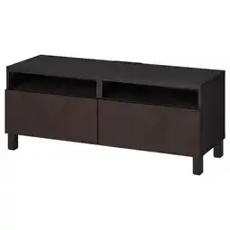 IKEA Zwart en donkerbruin tv-meubel met lades en open plank aanbieding